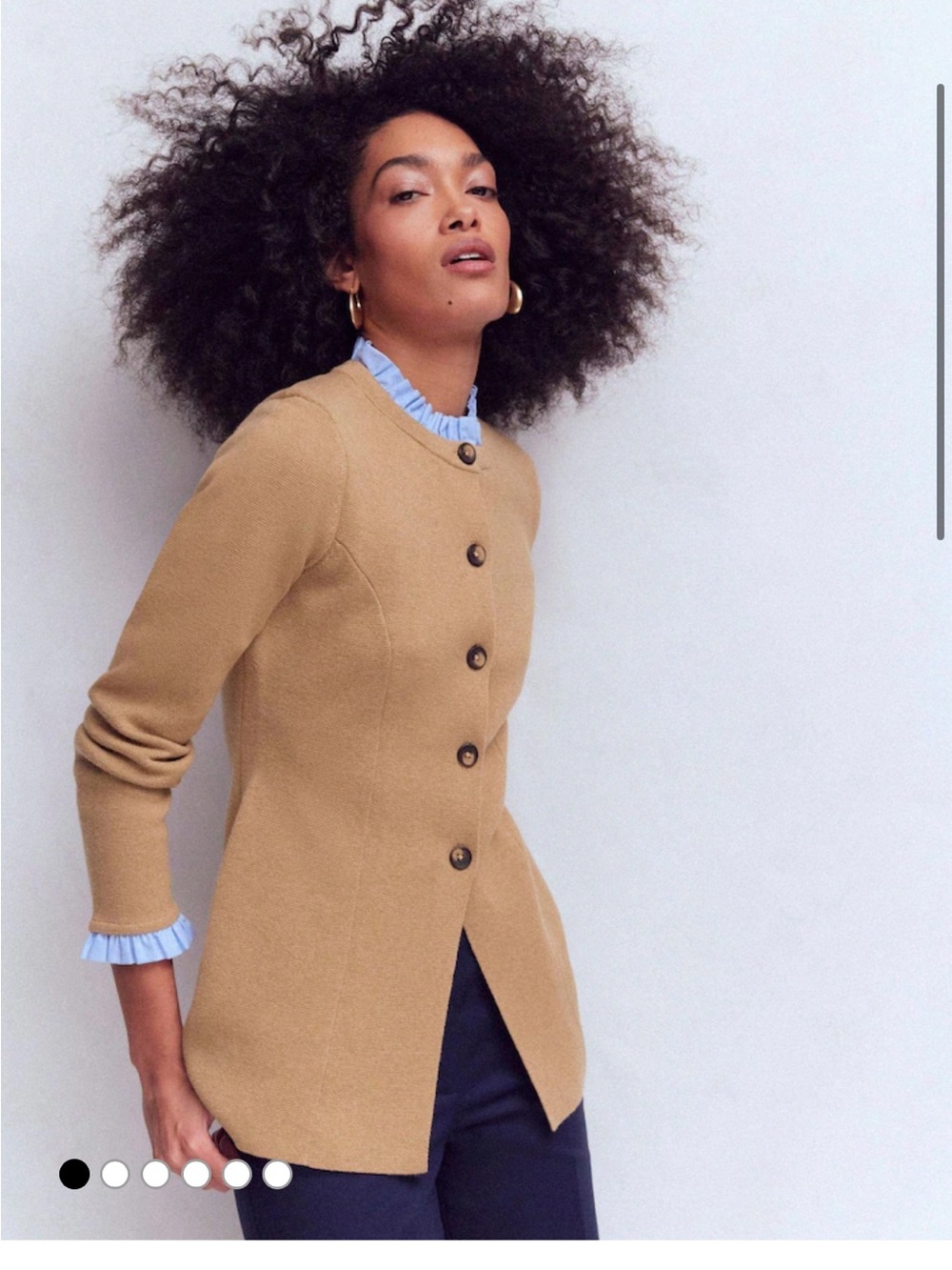 Boden 2 Joanna Tailored Camel Button-Front Women's Sweater jacket